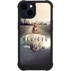 Nivocase Hülle für Apple iPhone 14 Stossfeste Handyhülle NIVOmax Case Schwarz Motivation Tiere Tiger (Apple iPhone 14), Smartphone Hülle, Schwarz