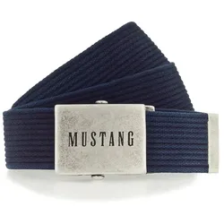 Mustang Stoffgürtel in Blau mit Schließe in Altsilber-95