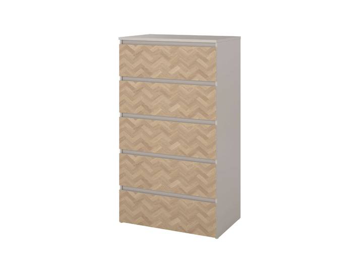 Kommode HOME AFFAIRE Maise in Holzoptik mit elegantem Fischgrätmuster , braun (kaschmir, fischgrätmuster, jackson hickory), B:64,6cm H:114,7cm T:41,45cm, FSC-zertifiziertes teilmassives Holz, Sideboards, Kommode, Fischgrätdekorfronten für einen modernen Wohnstil