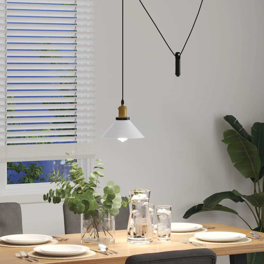 vidaXL Lámpara colgante regulable altura E27 blanco brillante Ø 22cm Blanco