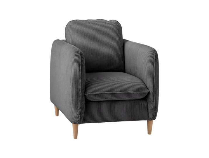 Fauteuil en velours côtelé gris