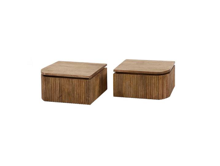 Kawola Nachttisch Heve 2ER SET Holz Mango, Zwetschgeholzfarben, Echtholz,Mangoholz, Rechteckig, 40x20x35 cm, Schlafzimmer, Nachtkästchen