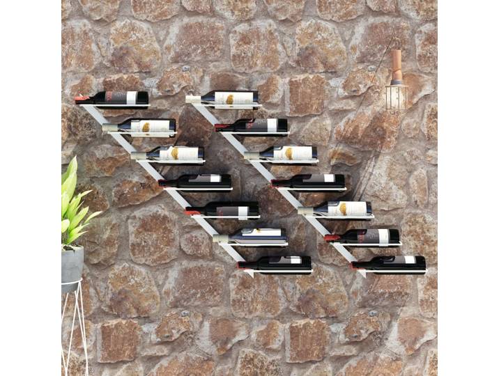 vidaXL Wand-Weinregale für 7 Flaschen 2 Stk. Weiß Metall