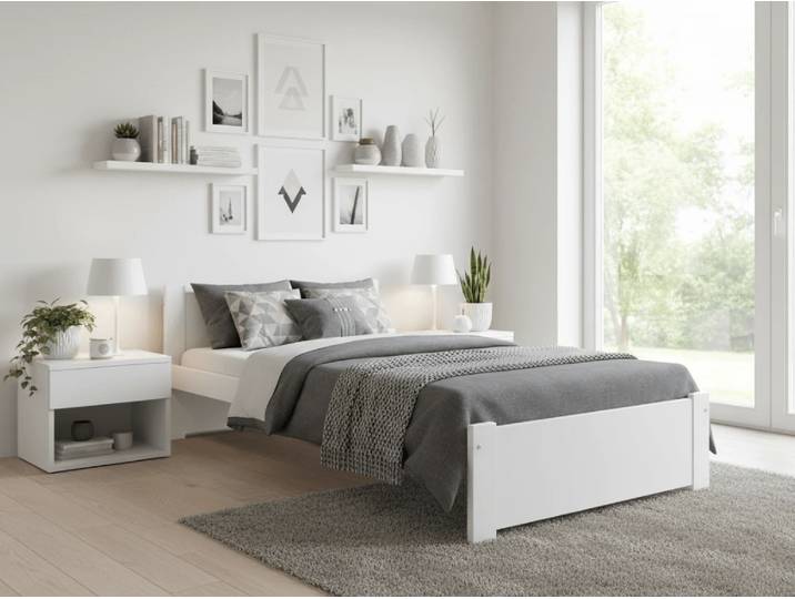 Bett IKAROS 90 x 200 cm, weiß Matratze: Matratze Coco Maxi 20 cm, Lattenrost: Ohne Lattenrost