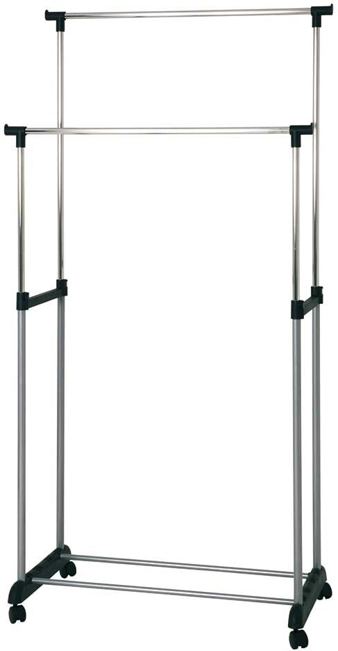 Pharao24.de Rollgarderobe mit 2 Stangen höhenverstellbar