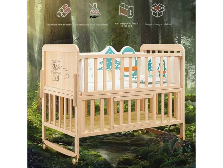 Lit pour enfants en bois massif, berceau Convertible pour tout-petits, berceau Portable, finition non toxique, matelas réglable, assemblage facile