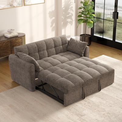 Loedds 65-Inch 3-in-1 Convertible Sleeper Sofa Bed with Adjustable Back and Pillows