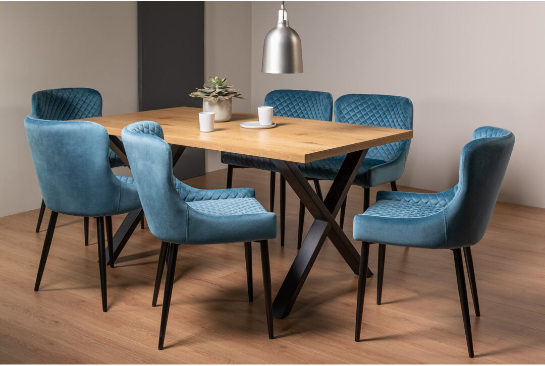 Hykkon 6 -Person Dining Set Petrol Blue 6