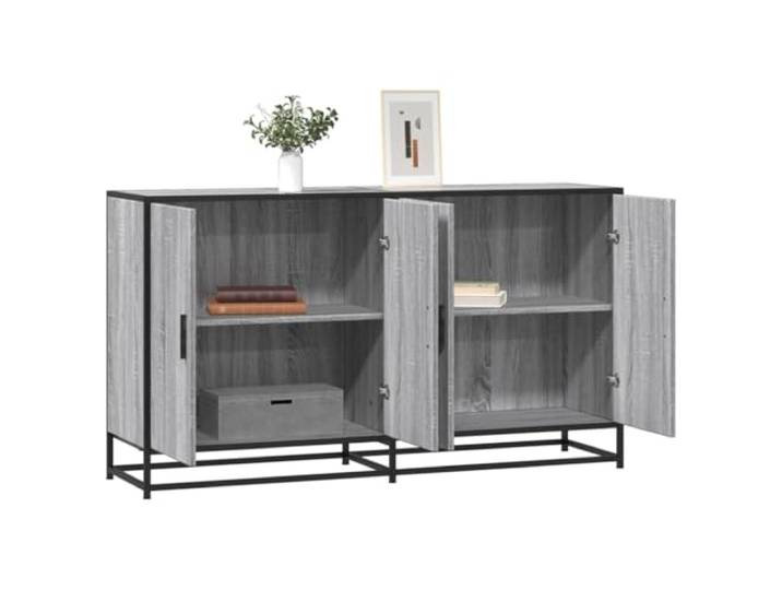 RJPLMFV Anrichte Sonoma, Grau, 134 x 35 x 76 cm, Holz, Technik Industrieller Metallrahmen, große Aufbewahrung, für Wohnzimmer, Schlafzimmer, Flur, einfache Reinigung