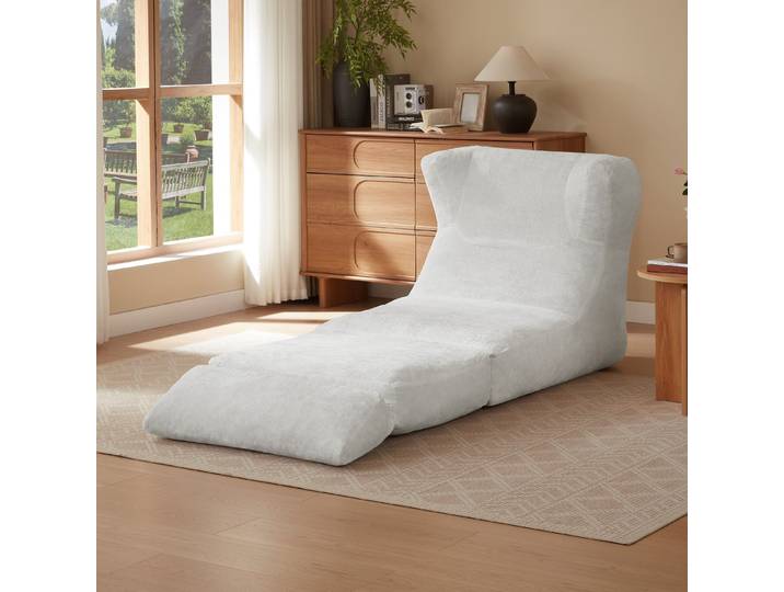 STILVORA Schlafsofa Relaxsessel Einzelsessel Lazy Sofas Sitzsack,weiß, Chenillebezug, wandelbar, weich gepolstert, modern gestaltet, Für Wohnzimmer, Schlafzimmer, Apartment und Ruhezonen geeignet