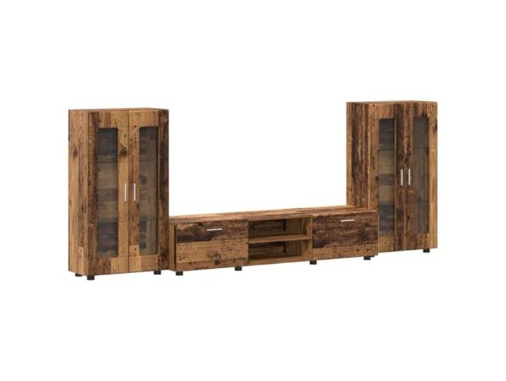 RJPLMFV TV-Bank, 3-teilig, Holz, Antik-Finish, für Wohnzimmer Robustes Verbundholz, mattes Finish, klare Linien, geräumige Fächer, feucht abwischbar, für den Innenbereich geeignet