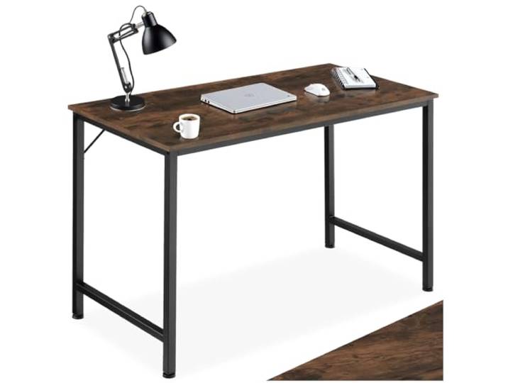 tectake® Schreibtisch, Computertisch, Bürotisch, PC Tisch, Möbel für Arbeitszimmer, Home Office, Büro, Kleiner Schreibtisch, Tischgestell mit Tischplatte - Industrial Dunkelbraun, 120 cm