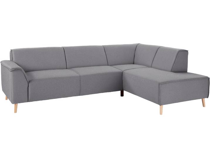 Ecksofa HOME AFFAIRE Janek Scandic Design, elegant und zeitlos, L-Form , grau, B:263cm H:81cm T:191cm, Struktur fein ( 100% Polyester);Struktur weich (92% Polyester, 8% Nylon);Struktur fein ( 100% Polyester), Sofas, Ecksofa, mit Federkern und Keder in scandinavischem Design