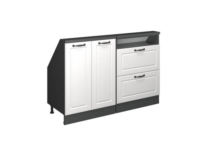 Vicco Dachschrägenschrank-Set Rion Weiß Landhaus 2er Set, Weiß, Anthrazit, Rechteckig, 120x83.8x46 cm, Kleinmöbel, Kommoden, Kommoden