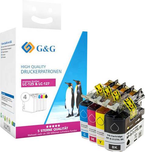 G&G Druckerpatrone ersetzt Brother LC-127XLBK, LC-125XLC, LC-125XLM, LC-125XLY Kompatibel Kombi-Pack Schwarz, Cyan, Magenta, Gelb