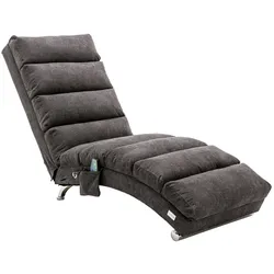 MODFU Liegestuhl aus Leinen in Dunkelgrau, 148x55x84 cm, ergonomisch mit Vibrationsfunktion