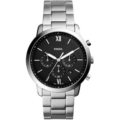 Chronograph FOSSIL "Neutra", silber (silberfarben, schwarz, schwarz), Armbanduhren, Herren, silberfarben, Chronograph, Quarzuhr, Armbanduhr, Herrenuhr, Edelstahlarmband, analog, Tag