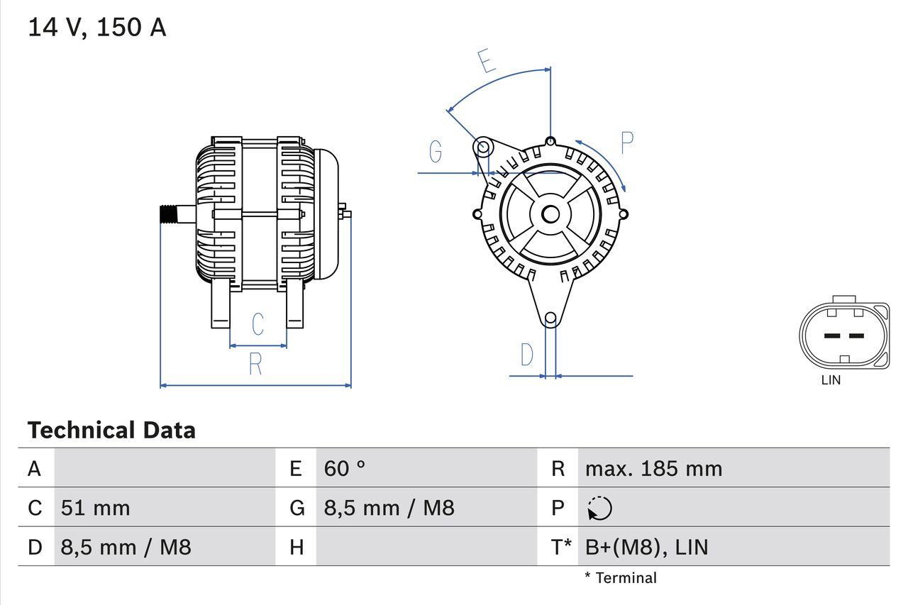 0 986 048 380 BOSCH generátor x