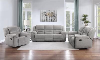 Coaster Gilson Chenille Upholstered Reclining Sofa Set Grey