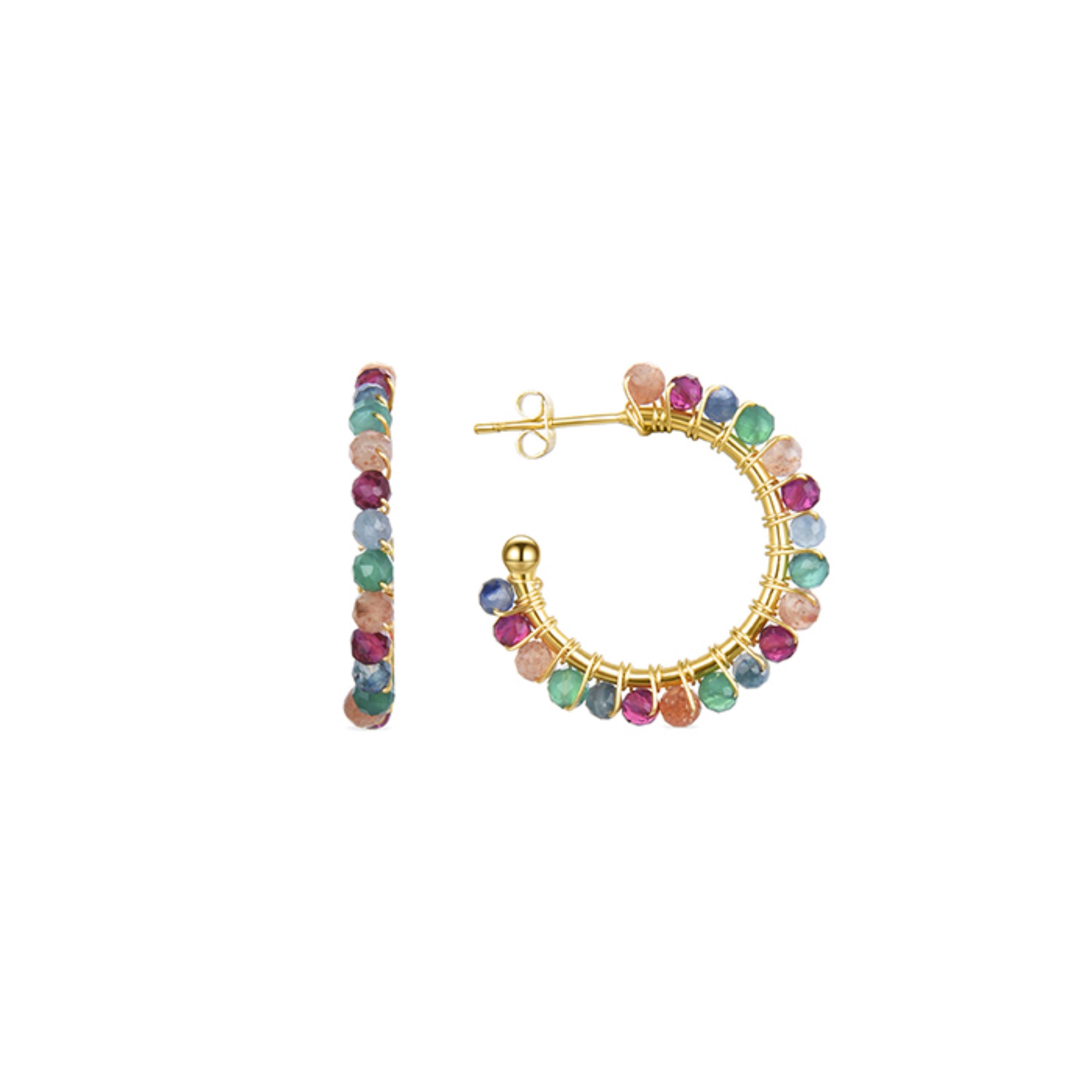 Luxenter Multicolour Kristall Ohrringe aus 18K Gelbgold - Aiel