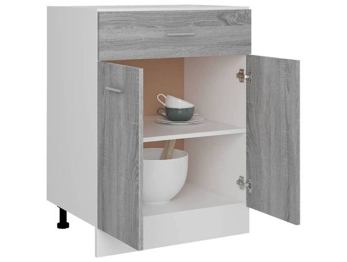 Caisson de cuisine Gris - LEMON® Armoire à tiroirs de cuisine - Armoire à vitrine -  Lyon  - avec rangement - Gris Sonoma - 60x46x81