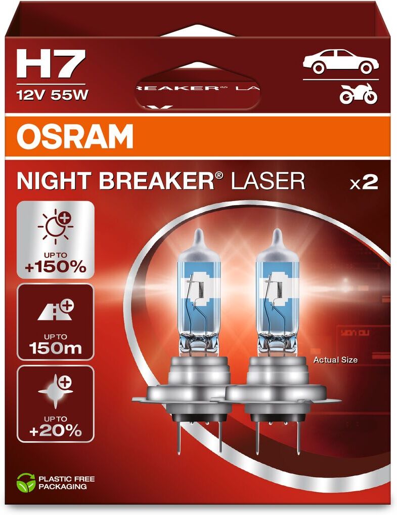 Osram Glühlampe, Nebelscheinwerfer Night Breaker® Laser H7 Duobox 64210nl-2hb