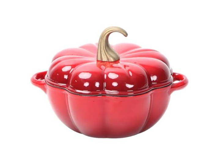 Emaillierter Gusseisen-Schmortopf 3l In Kürbisform Mit Deckel – 24-cm-Topf Zum Schmoren, Köcheln, Braten Und Für Slow Cooking