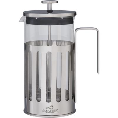 Kaffeebereiter "Brasserie", silber, B:14cm H:21,5cm T:10,2cm, SABATIER INTERNATIONAL, Kaffeemaschinen, Kaffeebereiter, 1 L Fassungsvermögen, geeignet für ca. 8 Tassen, Edelstahlfilter