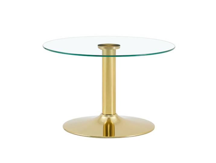 ComfortXL Couchtisch De-37356 rund mit Glasplatte und Metallgestell Gold, Goldfarben, 70x45x70 cm, Wohnzimmer, Wohnzimmertische, Couchtische