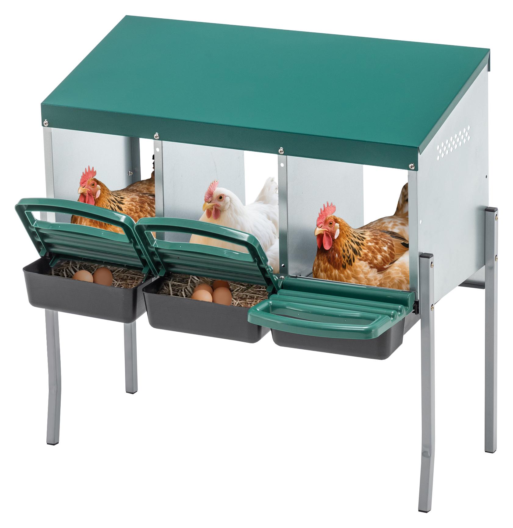 Hühnernistkasten 3 Nistlöcher, Beine, Abdeckung, für Außenbereich, Hühnerstall/Geflügelhof