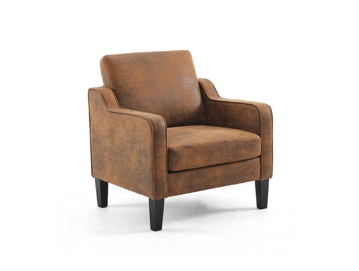VINGLI Sessel Chenille, Einzelsessel mit Holzbeinen, Polstersessel 76x78 x84cm, Lesesessel mit Armlehnen für Wohnzimmer, Schlafzimmer & Büro