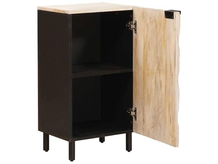 SKTQYQO Sideboard Finish weiß gewaschen, 40 x 33 x 75 cm Massives Mangoholz, MDF-Rückwand, Eisenfüße, Scharniertüren, Kuppelzug, minimalistisches Design,