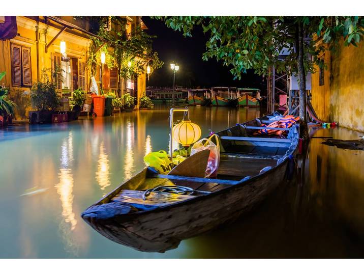 Fototapete PAPERMOON HOI AN VIETNAM-FLUSS CANAL GASSE ALTSTADT BLUMEN MAUER , bunt, B:2,5m L:1,86m, Vlies, Tapeten, Fototapete