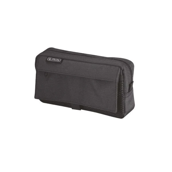 Herlitz Stifte-Tasche mit Netztasche, aus Polyester, schwarz