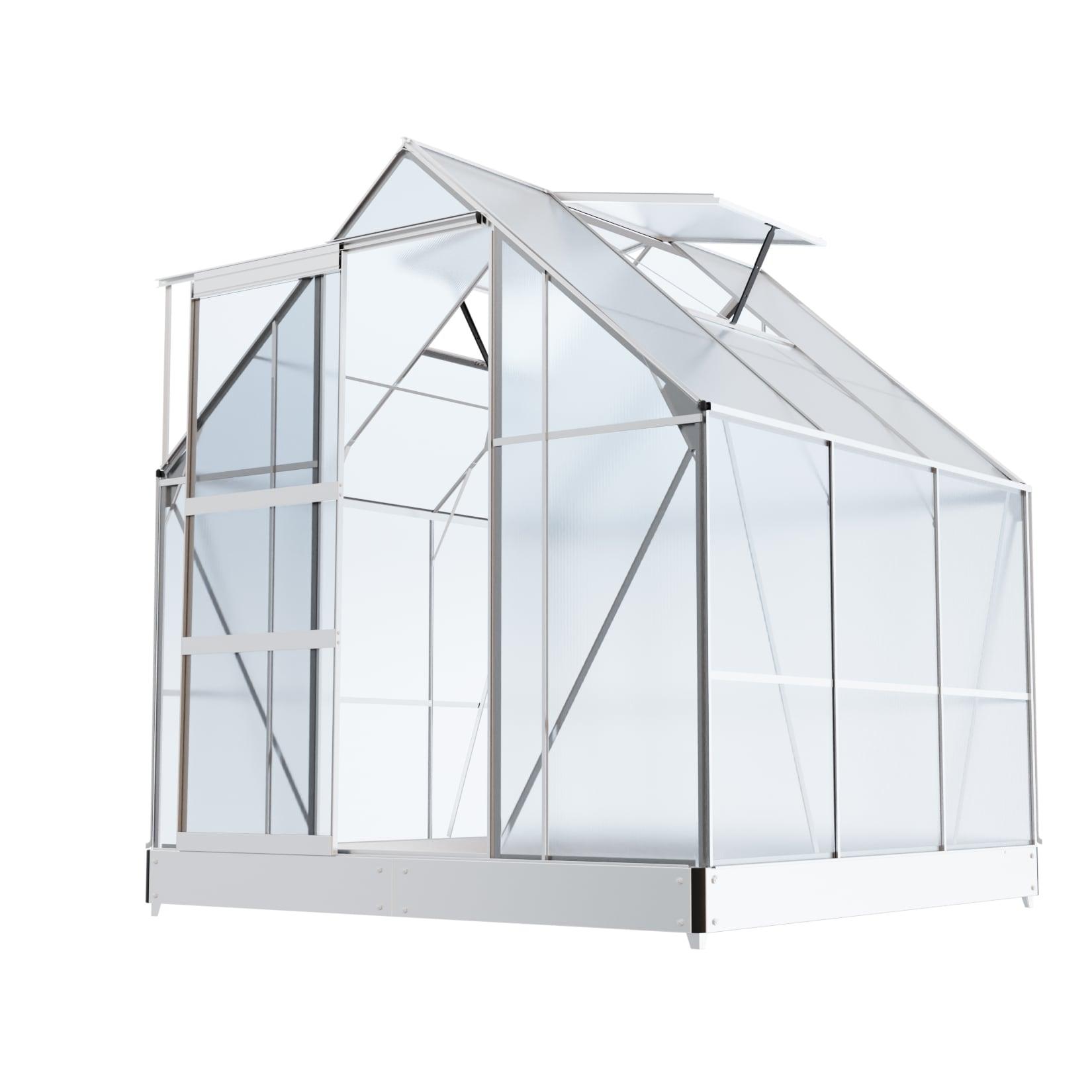 GARMIO® Gewächshaus CUNEO 190x190cm für den Garten, Alu Frühbeet inklusive Fundament, 2 Dachfenster Treibhaus Aufzucht
