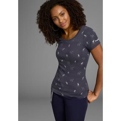 T-Shirt KANGAROOS, Damen, Gr. 32/34, blau (marine), Rippware, Obermaterial: 100% Baumwolle, unifarben, sehr figurbetont hüftbedeckend, Rundhals, eingesetzt Rippbündchen, Shirts T-Shirt, kurzärmelig, sehr figurbetont und hüftbedeckend