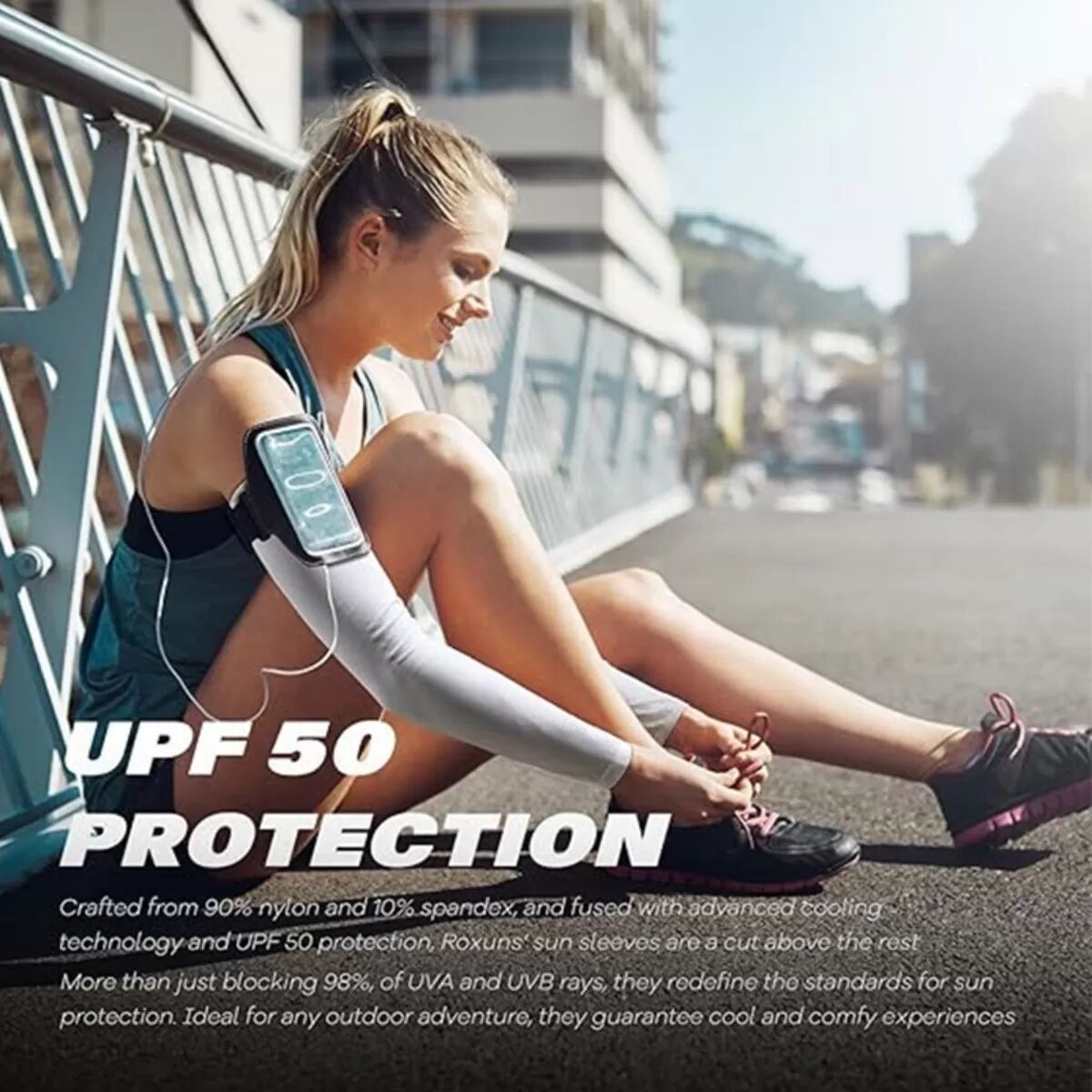 INF Manches de Bras Extérieures 4 Paires - Protection UV, Effet Rafraîchissant et Compression en Polyester Respirant