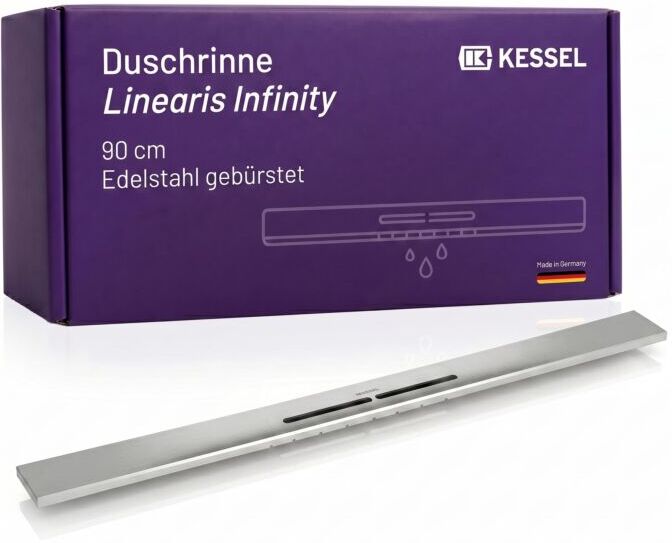 KESSEL Duschrinne Linearis Infinity aus Edelstahl V4A 45200.09 bodengleiche  Design-Duschrinne, individuell verlängerbar, 900 mm, Edelstahl gebürstet