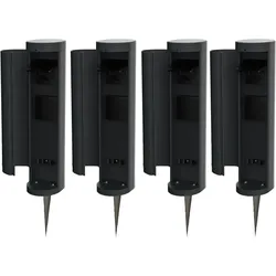 Novatool 4x Steckdosenturm 2-fach außen Anthrazit rund mit Blende IP44 mit Erdspieß Steckdose Aussen Gartensteckdose Outdoor Steckdosesäule Garten Steckdosenturm