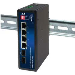 Allnet Switch industrial unmanaged Layer2 6 Port GbE &bull 4x GbE &bull 2x SFP &bull Lüfterlos, IP4 (6 Ports), Netzwerk Switch, Grau
