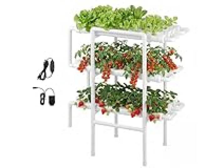 VEVOR Kit de Culture Hydroponique NFT Système Hydroponique à 3 Niveaux avec 108 Emplacements de Plantation pour Jardin Intérieur Culture de Légumes Fruits Herbes, Tubes en PVC-U, Irrigation Programmée