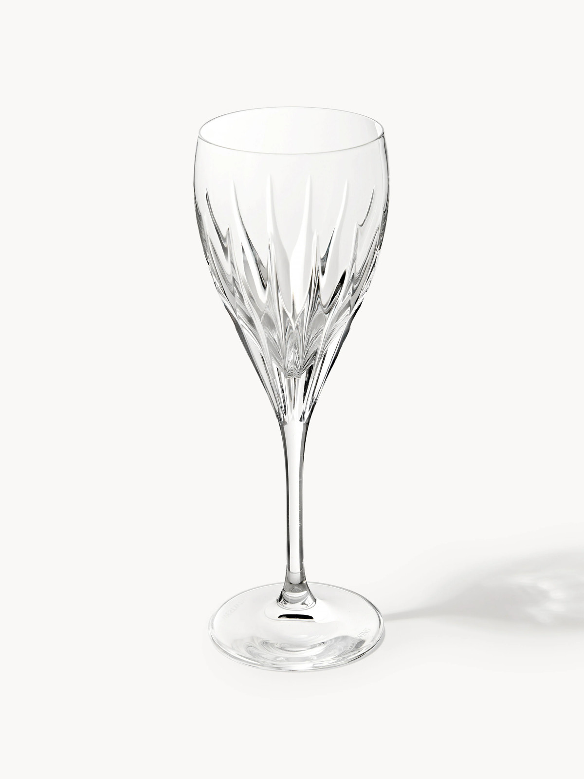 Westwing Collection Dionysos Handgemaakte Witte Wijnglazen met Reliëfpatroon, 2-delig, Wit