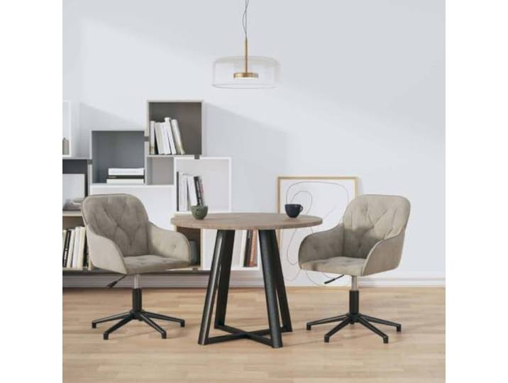 Esszimmerstühle 2er Set, Drehbar Hellgrau Samt, verstellbare Sitzhöhe Metall-Sperrholz-Gestell, 360 Grad drehbar, Sitzhöhe verstellbar, Belastung 110 kg, Montageanleitung enthalten