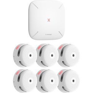 X-Sense Rauchmelder XS01-M, FS61, Set, Funk vernetzbar, 10 Jahre Laufzeit, 100 dB, App-fähig, mit Basistation, 6 Stück
