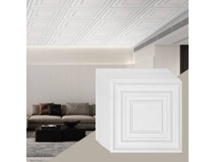 VEVOR Deckenfliesen, 12er-Pack 24 x 24 Zoll, abgehängte Deckenfliesen aus hochwertigem PVC-Blatt, einfache Installation/Zuschneiden, Kunststoff-Deckenfliesen zum Aufkleben, Deckenverkleidung für Heim-/Bürodekoration, weißes Stiftmuster