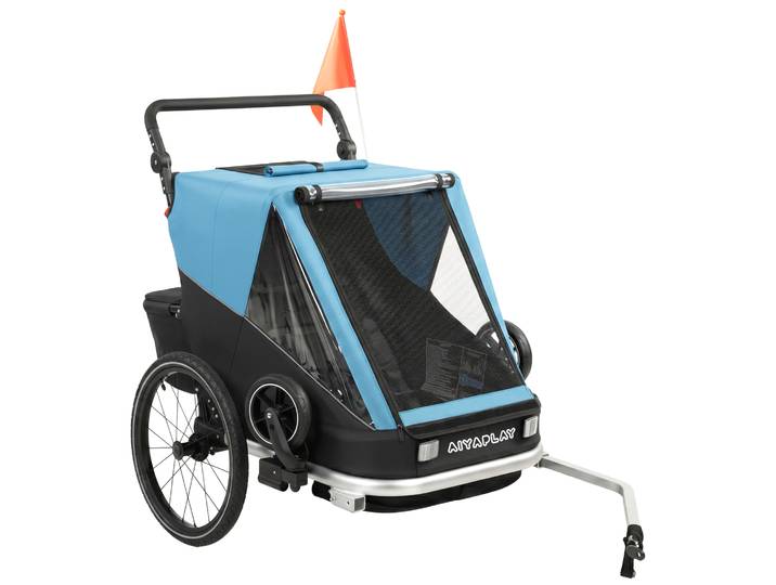 AIYAPLAY Fietsaanhanger voor kinderen, 2-zitter, 2-in-1 opvouwbare kinderfietsaanhanger met verstelbare stoel en gordels, Blauw