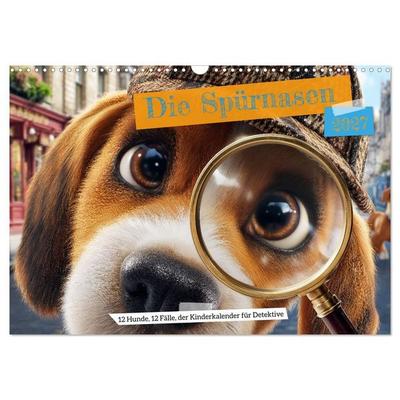 Die Spürnasen - 12 Hunde, 12 Fälle, der Kinderkalender für Detektive (Wandkalender 2027 DIN A3 quer), CALVENDO Monatskalender