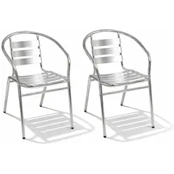2 Stück stabile Aluminuim Bistrostühle Gartenstuhl stapelbar