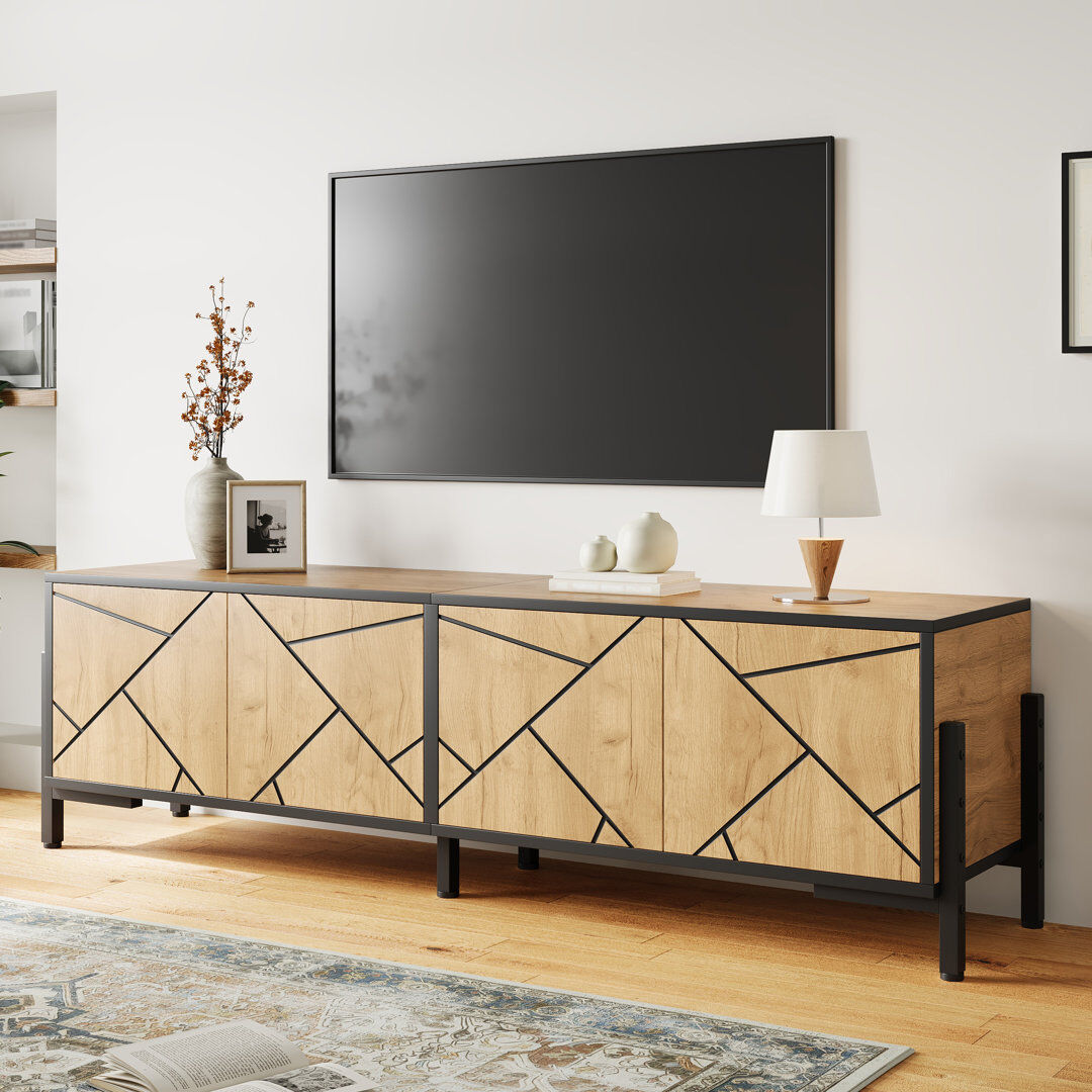 Metro Geometric Wood TV Stand Brown 65"