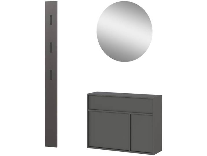 Garderoben-Set GERMANIA GW-Ameca 2.0 , grau (graphit), B:113cm H:200cm T:25cm, Holzwerkstoff, Kastenmöbel-Sets, Garderoben-Set, Garderoben-Set:Mehrzweckschrank und Spiegel